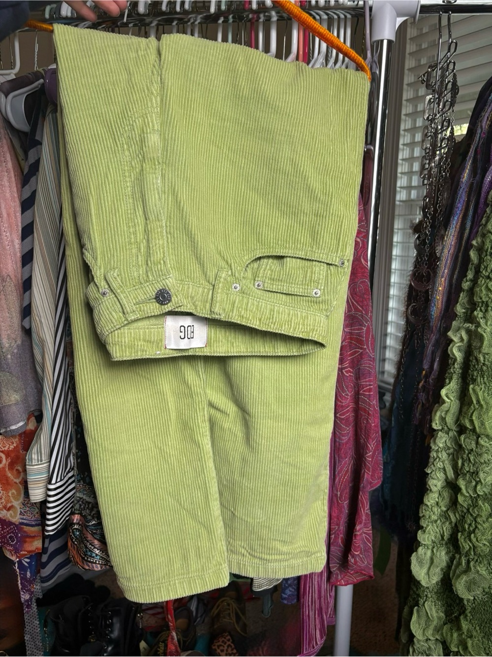 Green Wide Leg Corduroy pants BDG